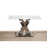 Table Romimex White Silver Stainless steel Synthetic marble 180 x 75 x 90 cm-3