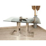 Table Romimex Silver Glass Stainless steel Tempered Glass 150 x 75 x 90 cm-2