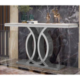 Console Romimex White Silver Stainless steel Synthetic marble 110 x 80 x 40 cm-5