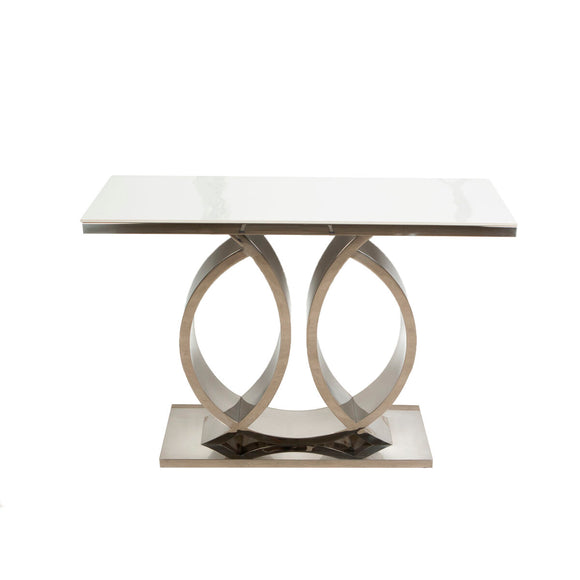 Console Romimex White Silver Stainless steel Synthetic marble 110 x 80 x 40 cm-0