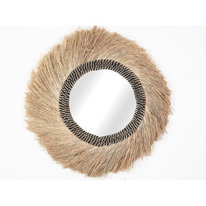 Wall mirror Romimex Natural Natural Fibre Window 70 x 70 x 3 cm Circular-0