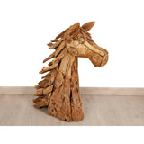 Sculpture Romimex Natural Teak 35 x 90 x 25 cm Horse-1