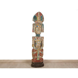 Sculpture Romimex Yellow Red Green Suar wood 33 x 180 x 33 cm Tribal-1