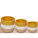 Set of Planters Romimex Yellow Beige Ceramic (3 Pieces)-1