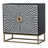 Sideboard Romimex White Black Golden Metal Bone Acacia 80 x 80 x 40 cm-3