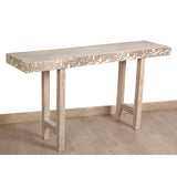 Console Romimex White Natural Mango wood MDF Wood 140 x 74 x 35 cm-2