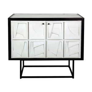 Sideboard Romimex White Black Wood 42 x 92 x 102 cm-0