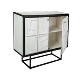 Sideboard Romimex White Black Wood 42 x 92 x 102 cm-2