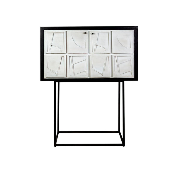 Cupboard Romimex White Black Wood 44 x 165 x 103 cm-0