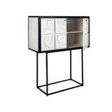 Cupboard Romimex White Black Wood 44 x 165 x 103 cm-2