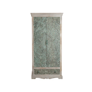 Cupboard Romimex Green Natural Mango wood 40 x 180 x 85 cm-0