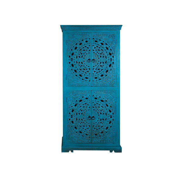 Cupboard Romimex Blue Mango wood 85 x 180 x 40 cm-0