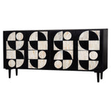 Sideboard Romimex Brown Black Wood Bone 40 x 80 x 160 cm-5