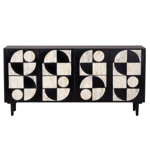 Sideboard Romimex Brown Black Wood Bone 40 x 80 x 160 cm-0