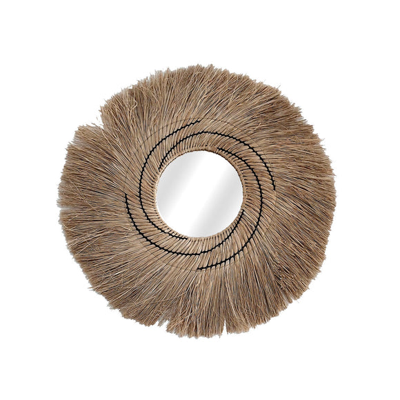 Wall mirror Romimex Natural Vegetable fibre 80 x 4 x 80 cm Circular-0