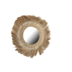 Wall mirror Romimex Natural Vegetable fibre 120 x 4 x 120 cm Circular-0