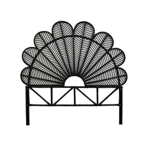 Headboard Romimex Black Rattan 160 x 160 x 5 cm-0