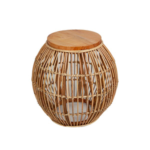 Side table Romimex Natural Metal Rattan 45 x 50 x 45 cm-0