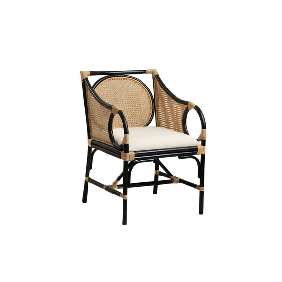 Armchair Romimex Black Natural Rattan 53 x 86 x 63 cm-0