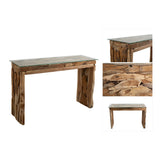 Console Romimex Natural Glass Teak 120 x 75 x 35 cm-4