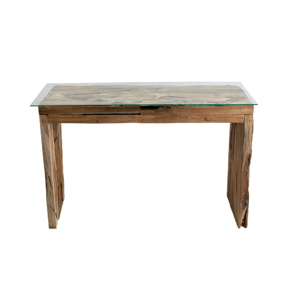 Console Romimex Natural Glass Teak 120 x 75 x 35 cm-0