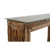 Console Romimex Natural Glass Teak 120 x 75 x 35 cm-2