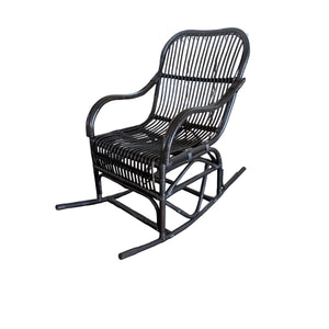 Rocking Chair Romimex Black Rattan 55 x 105 x 90 cm-0