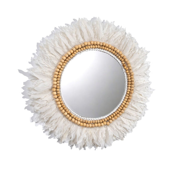 Wall mirror Romimex White Feathers 50 x 3 x 50 cm Circular-0