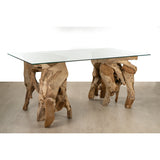 Dining Table Romimex Natural Glass Teak 180 x 75 x 100 cm-3