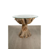 Side table Romimex Natural Glass Teak 80 x 75 x 80 cm-3