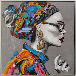 Oil Painting Romimex polystyrene Canvas Lady 100 x 100 x 4 cm-0