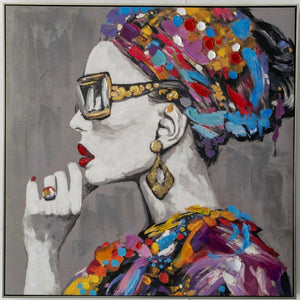 Oil Painting Romimex polystyrene Canvas Lady 100 x 100 x 4 cm-0