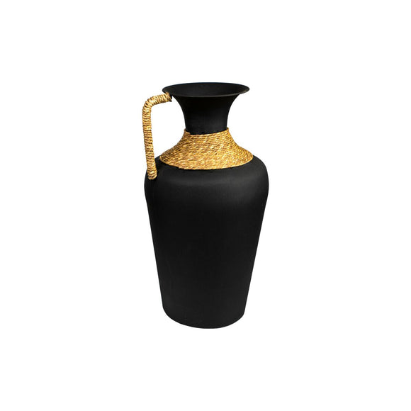 Vase Romimex Black Metal wicker 25 x 47 x 25 cm With handle-0