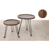 Tables set Romimex Brown Black Wood Metal 2 Pieces-2