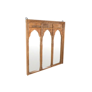 Wall mirror Romimex Brown Wood 150 x 150 x 10 cm Triple-0