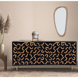 Sideboard Romimex Black Natural Mango wood 40 x 77 x 150 cm-1