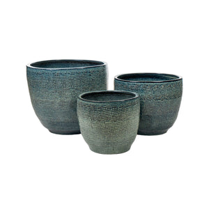 Set of Planters Romimex Blue Porcelain (3 Pieces)-0