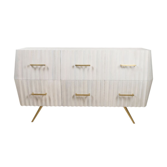 Sideboard Romimex White Golden Mango wood 44 x 83 x 158 cm-0