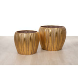 Set of Planters Romimex Golden Metal (2 Pieces)-1