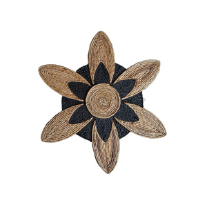 Wall Decoration Romimex Black Natural Banana fibre Flower 70 x 70 x 3 cm-0