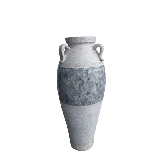 Floor vase Romimex White Grey Terracotta 32 x 80 x 32 cm With handles-0