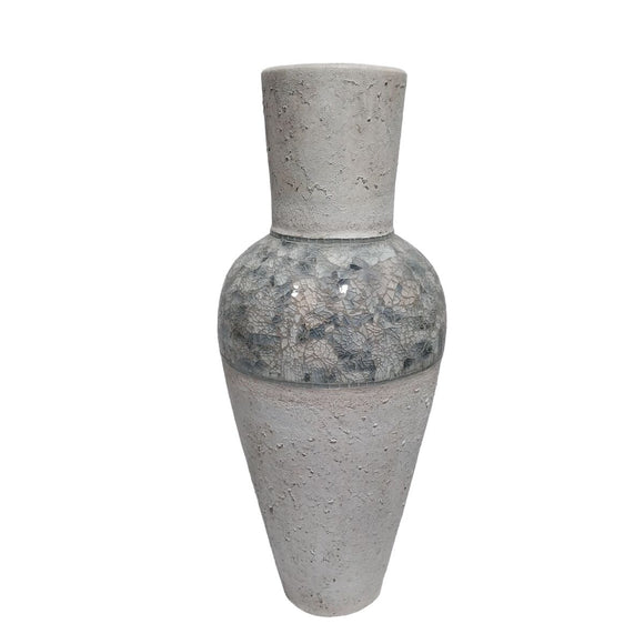 Floor vase Romimex White Grey Terracotta 32 x 80 x 32 cm-0