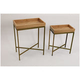 Tables set Romimex Natural Metal MDF Wood 2 Pieces-1