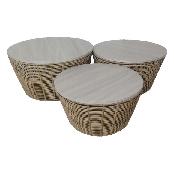 Tables set Romimex Natural 3 Pieces-0