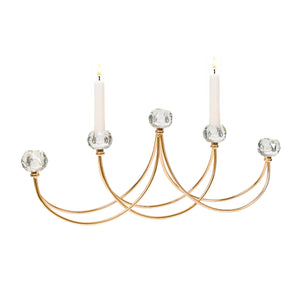 Candle Holder Romimex Golden Metal Glass 52 x 8 x 22 cm-0