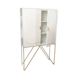 Cupboard Romimex White Golden Metal MDF Wood 100 x 170 x 35 cm-0