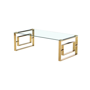 Centre Table Romimex Golden Stainless steel Tempered glass 120 x 40 x 60 cm-0