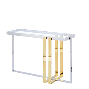 Console Romimex Golden Silver Stainless steel Tempered glass 120 x 78 x 40 cm-0