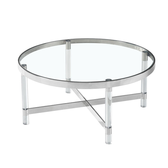 Centre Table Romimex Silver Glass Stainless steel 90 x 40 x 90 cm Circular-0