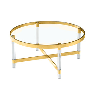 Centre Table Romimex Golden Glass Stainless steel 90 x 40 x 90 cm Circular-0